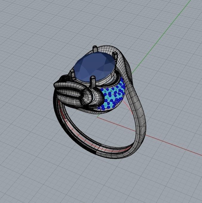 Women ring with gems and diamonds 3dm stl 3D print model_30