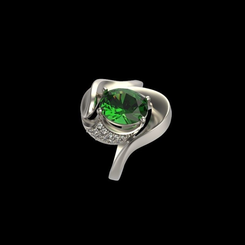 Women ring with gems and diamonds 3dm stl 3D print model_19