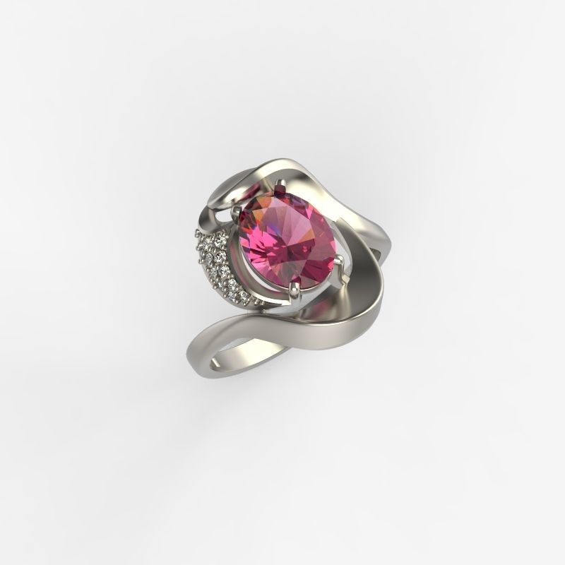 Women ring with gems and diamonds 3dm stl 3D print model_22