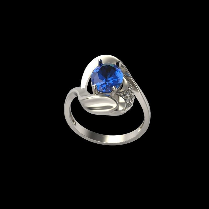 Women ring with gems and diamonds 3dm stl 3D print model_16