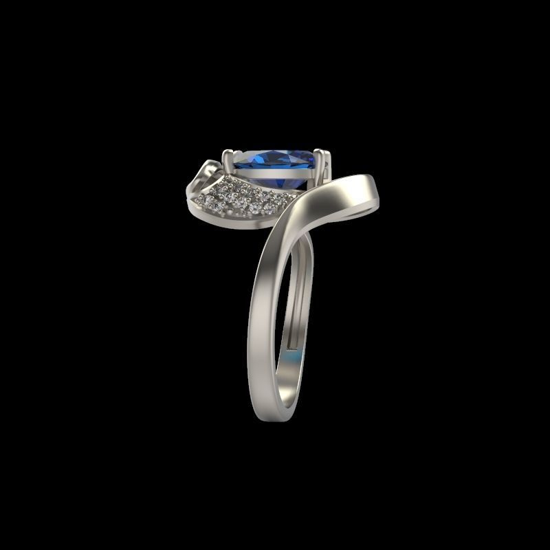 Women ring with gems and diamonds 3dm stl 3D print model_11