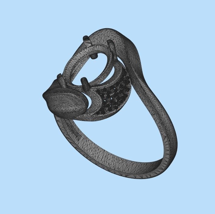 Women ring with gems and diamonds 3dm stl 3D print model_42