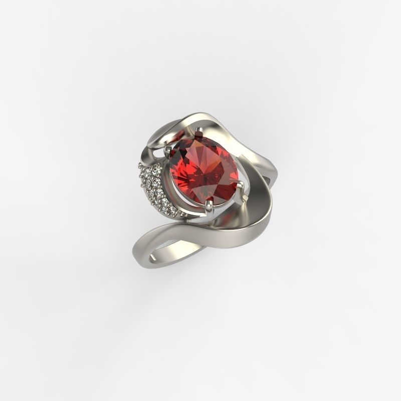 Women ring with gems and diamonds 3dm stl 3D print model_26
