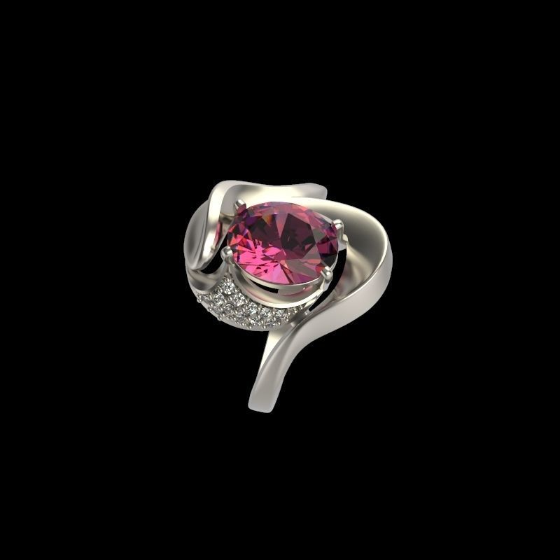 Women ring with gems and diamonds 3dm stl 3D print model_21