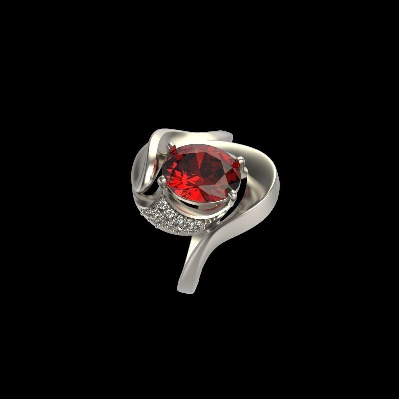 Women ring with gems and diamonds 3dm stl 3D print model_17