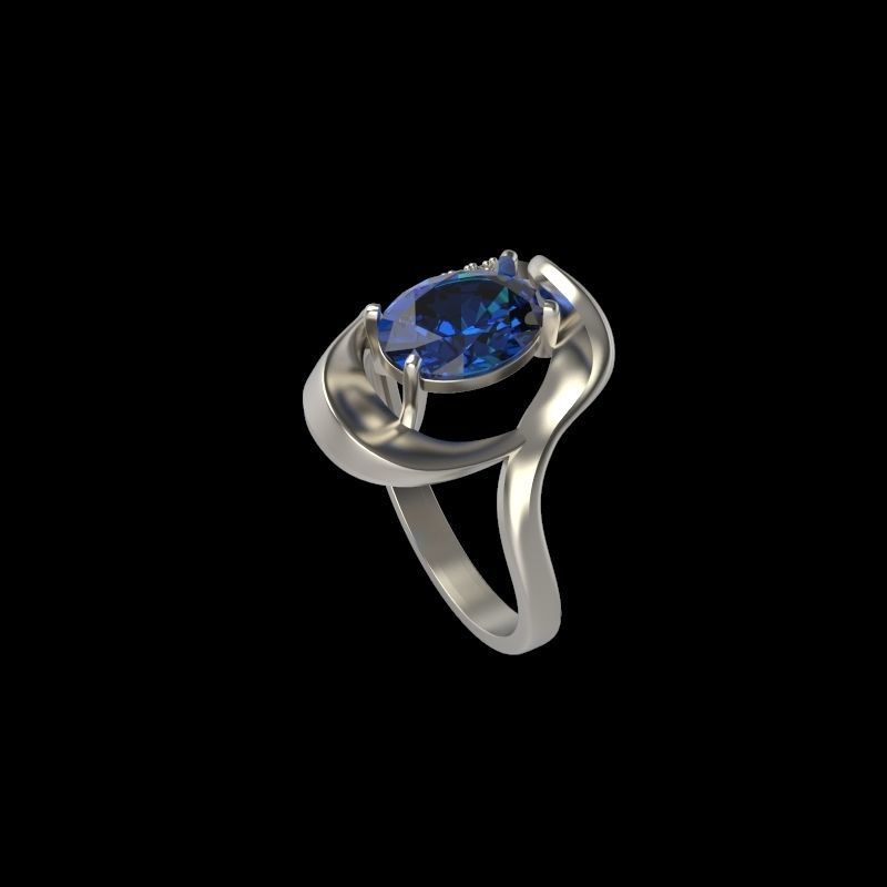 Women ring with gems and diamonds 3dm stl 3D print model_3