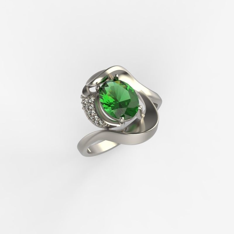 Women ring with gems and diamonds 3dm stl 3D print model_24