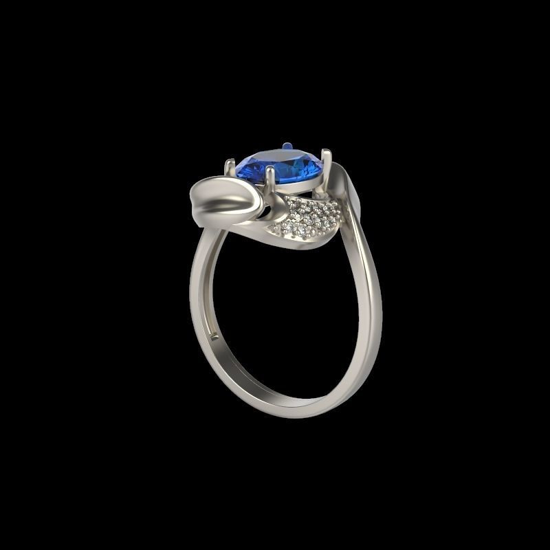 Women ring with gems and diamonds 3dm stl 3D print model_8