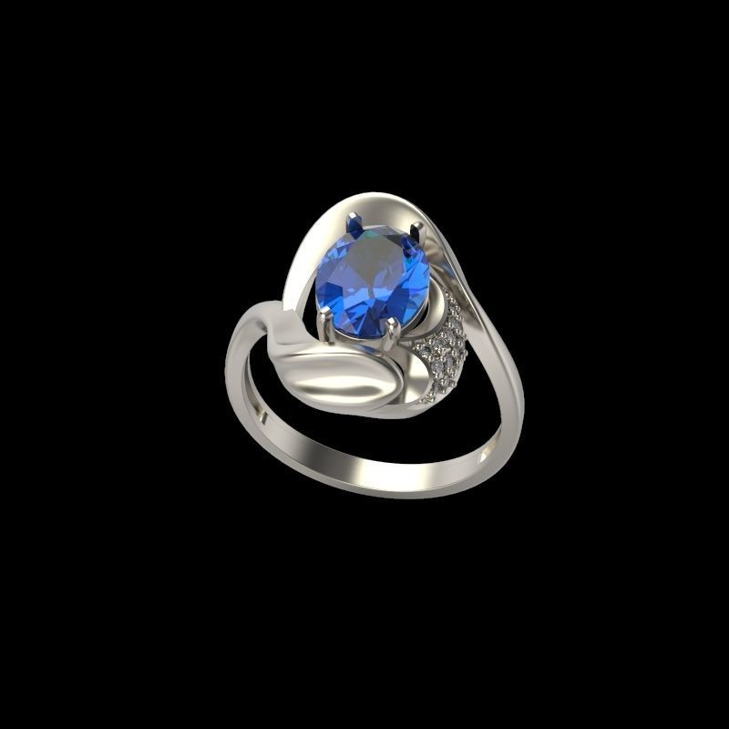 Women ring with gems and diamonds 3dm stl 3D print model_6