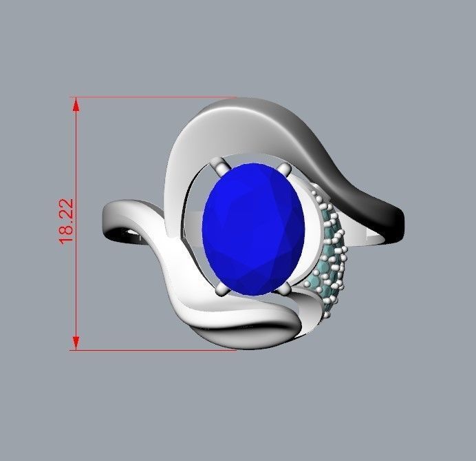 Women ring with gems and diamonds 3dm stl 3D print model_28