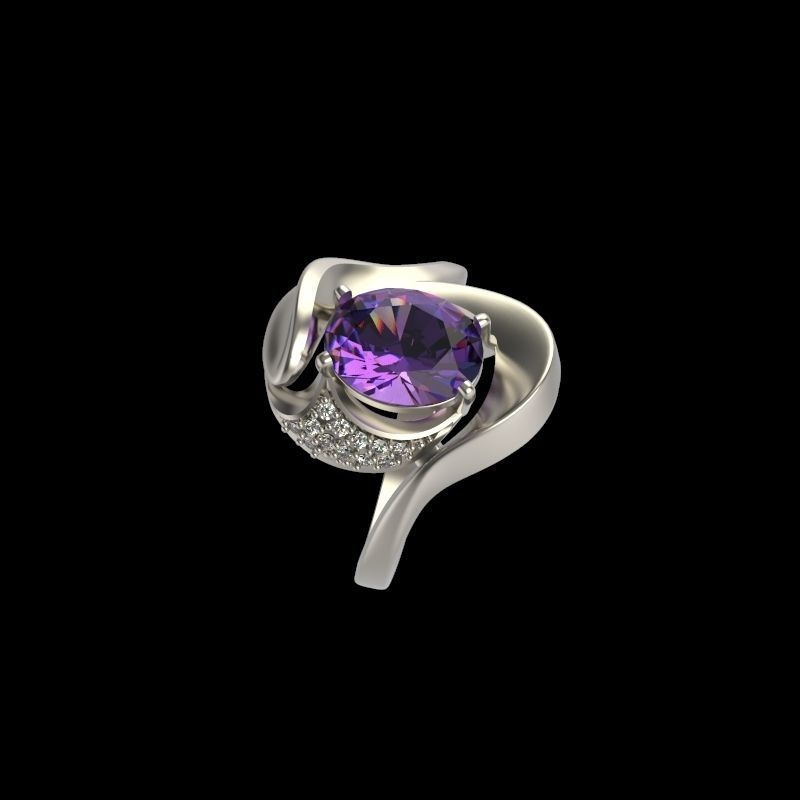 Women ring with gems and diamonds 3dm stl 3D print model_18