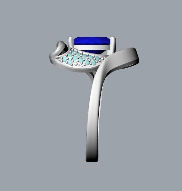 Women ring with gems and diamonds 3dm stl 3D print model_39