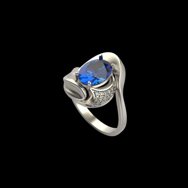 Women ring with gems and diamonds 3dm stl 3D print model_1