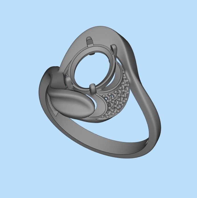 Women ring with gems and diamonds 3dm stl 3D print model_38