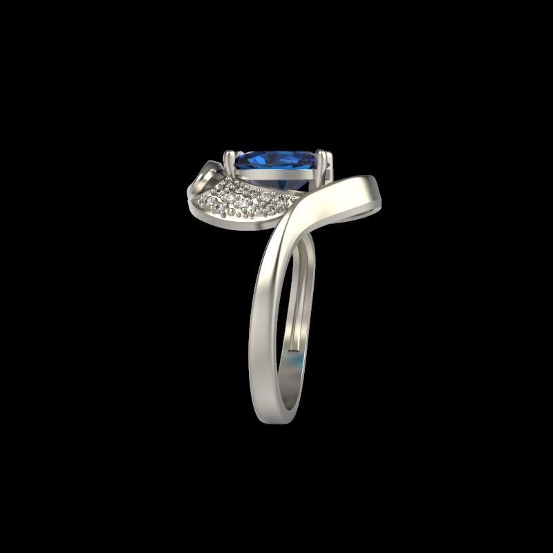 Women ring with gems and diamonds 3dm stl 3D print model_12