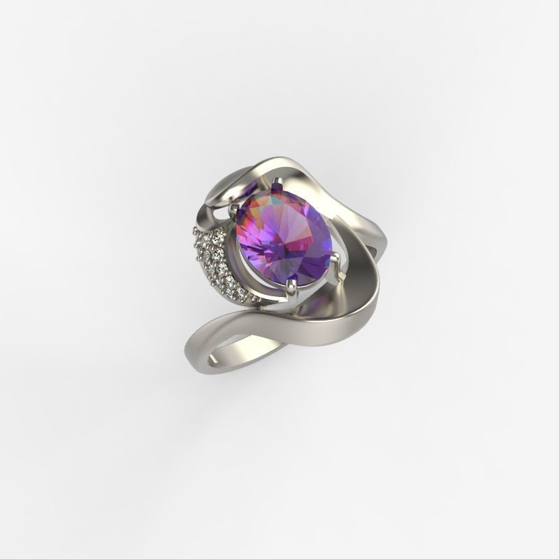Women ring with gems and diamonds 3dm stl 3D print model_23