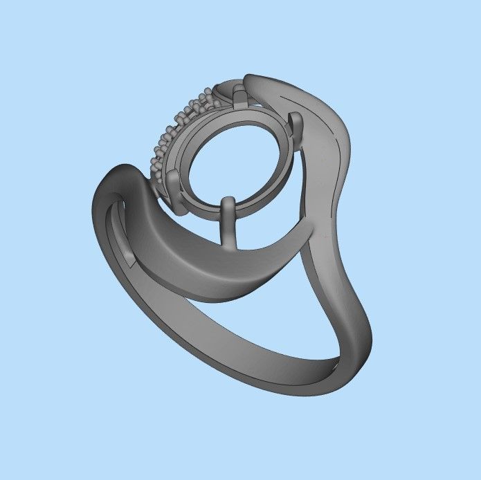 Women ring with gems and diamonds 3dm stl 3D print model_37