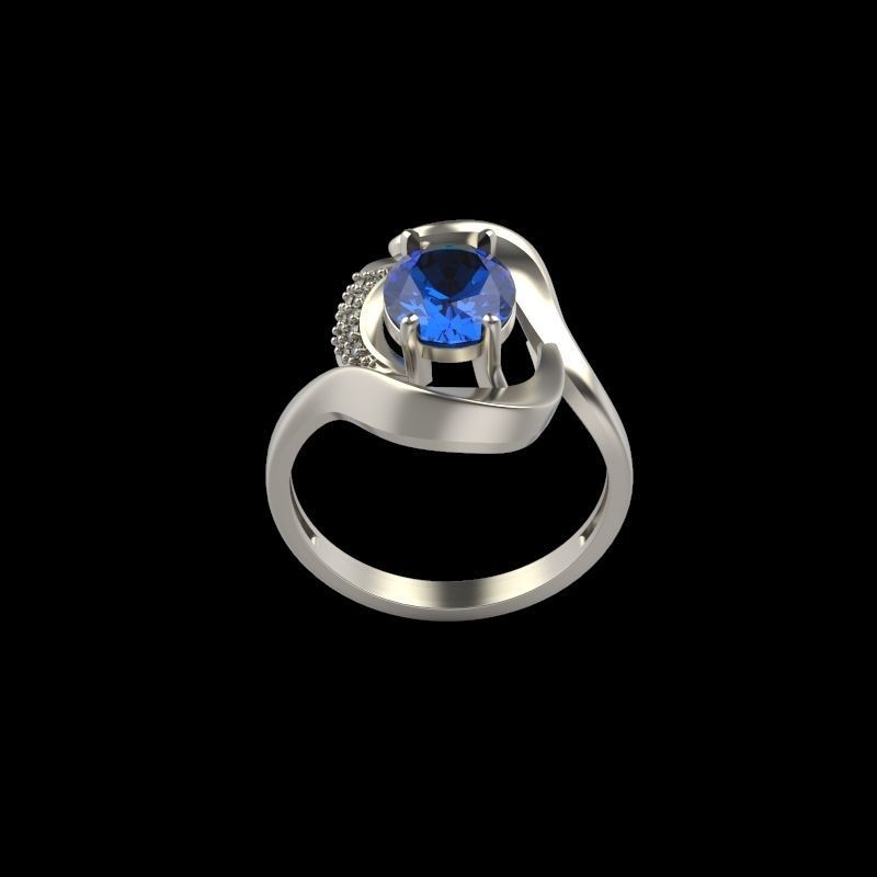Women ring with gems and diamonds 3dm stl 3D print model_15