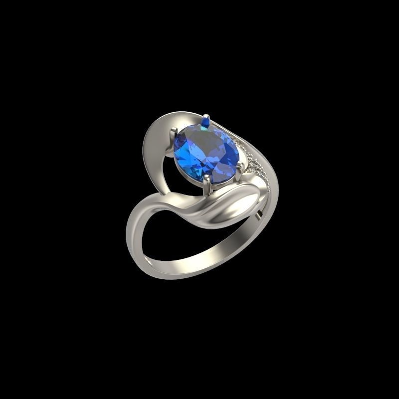 Women ring with gems and diamonds 3dm stl 3D print model_5