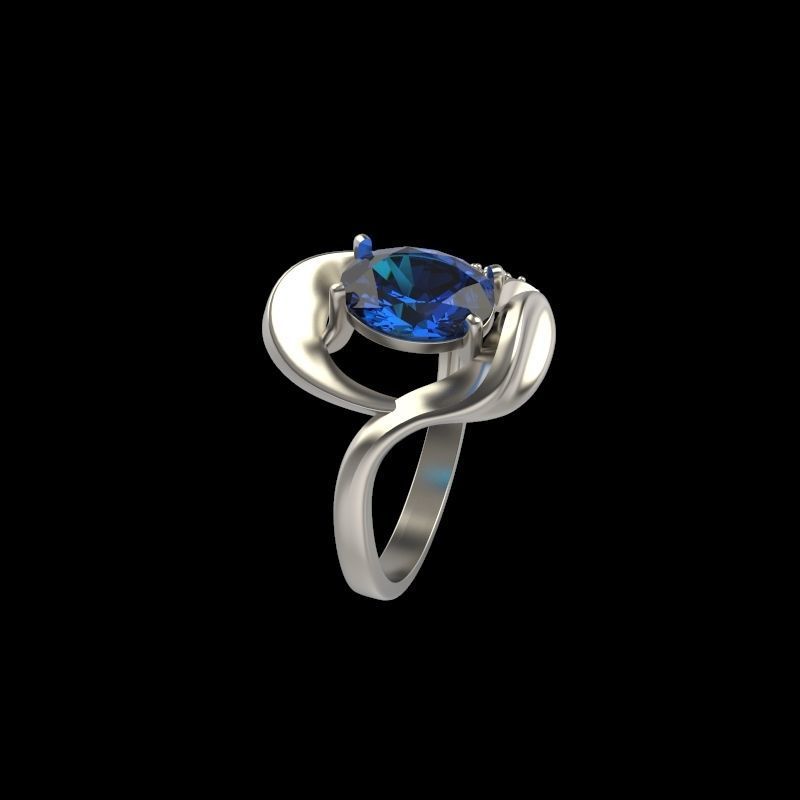 Women ring with gems and diamonds 3dm stl 3D print model_4