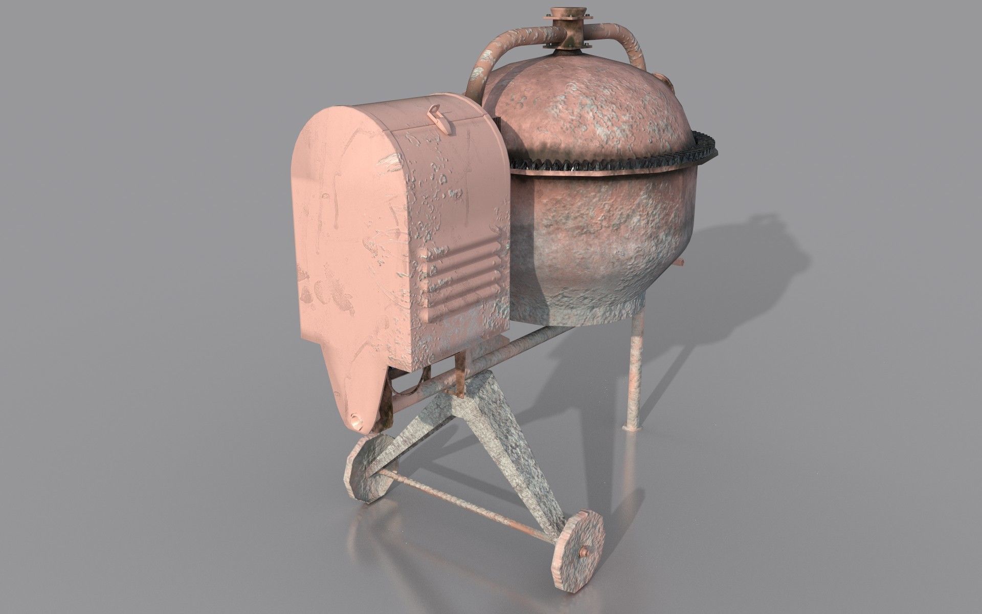 Worn Concrete Mixer low poly Low-poly 3D model_2