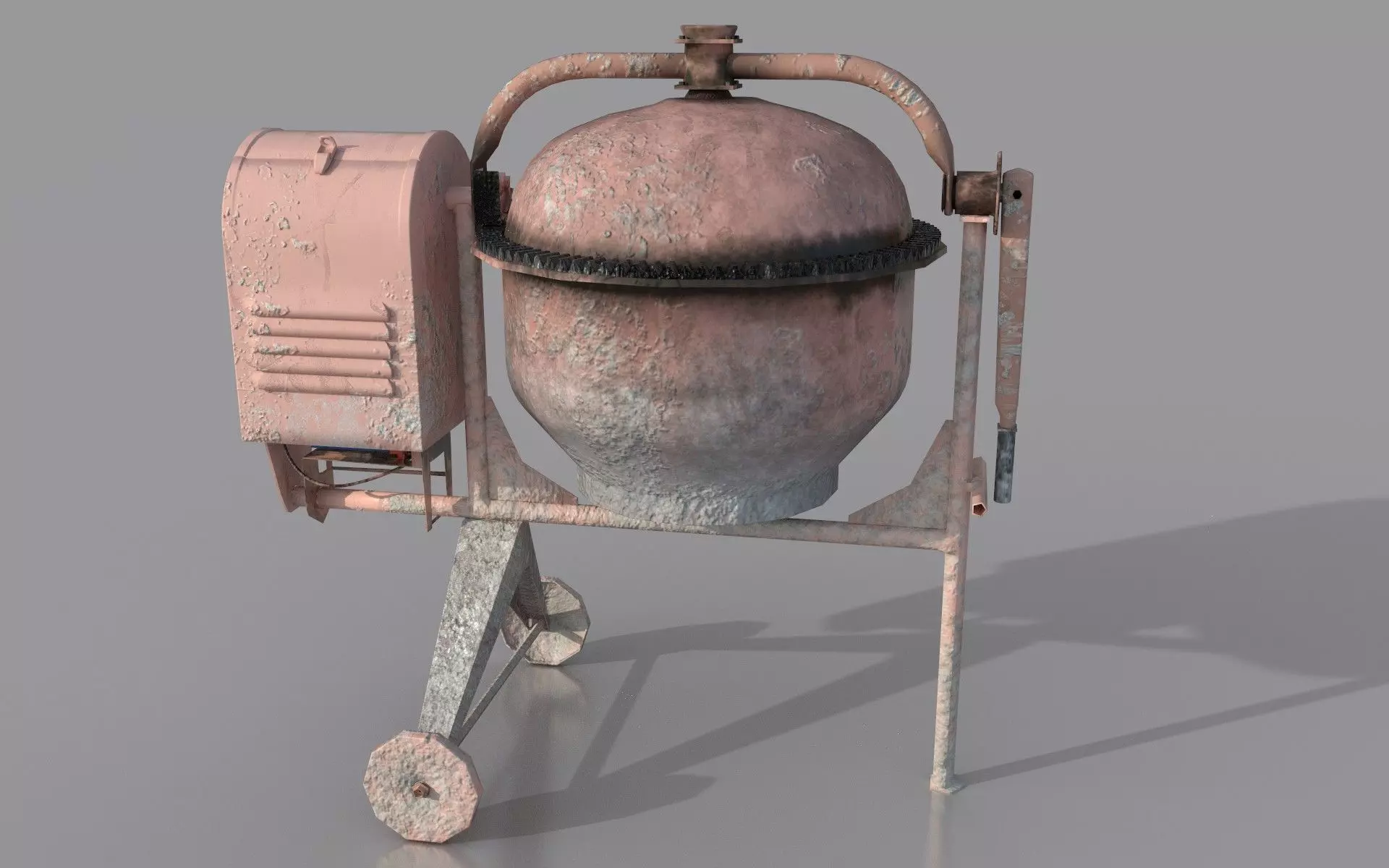 Worn Concrete Mixer low poly Low-poly 3D model_0