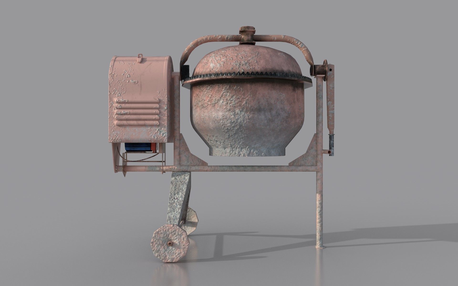 Worn Concrete Mixer low poly Low-poly 3D model_3