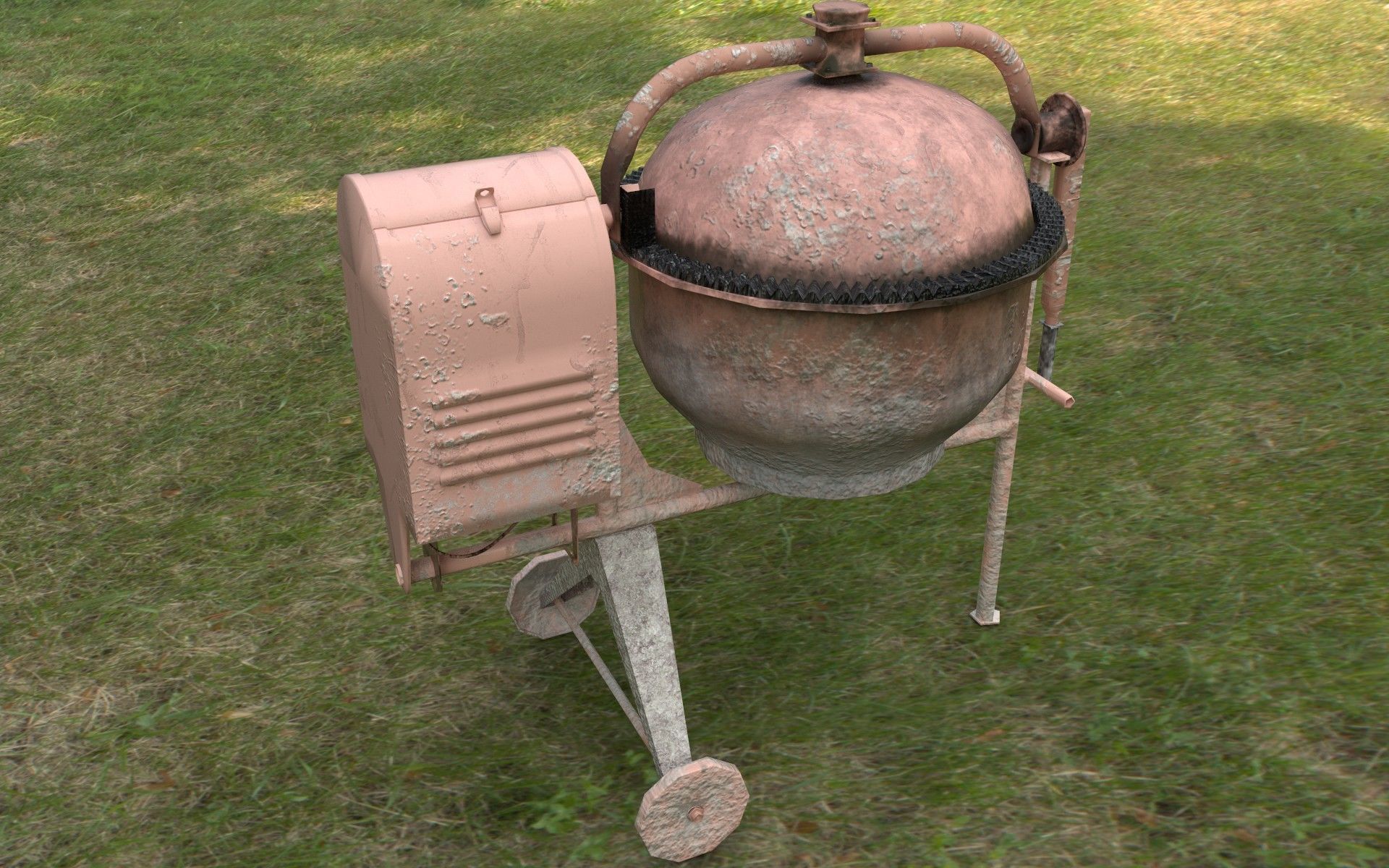 Worn Concrete Mixer low poly Low-poly 3D model_8