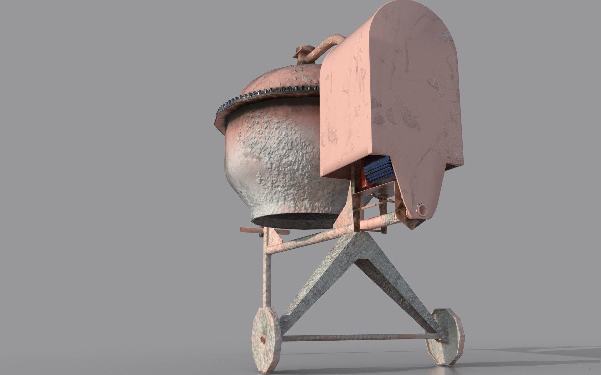 Worn Concrete Mixer low poly Low-poly 3D model_6
