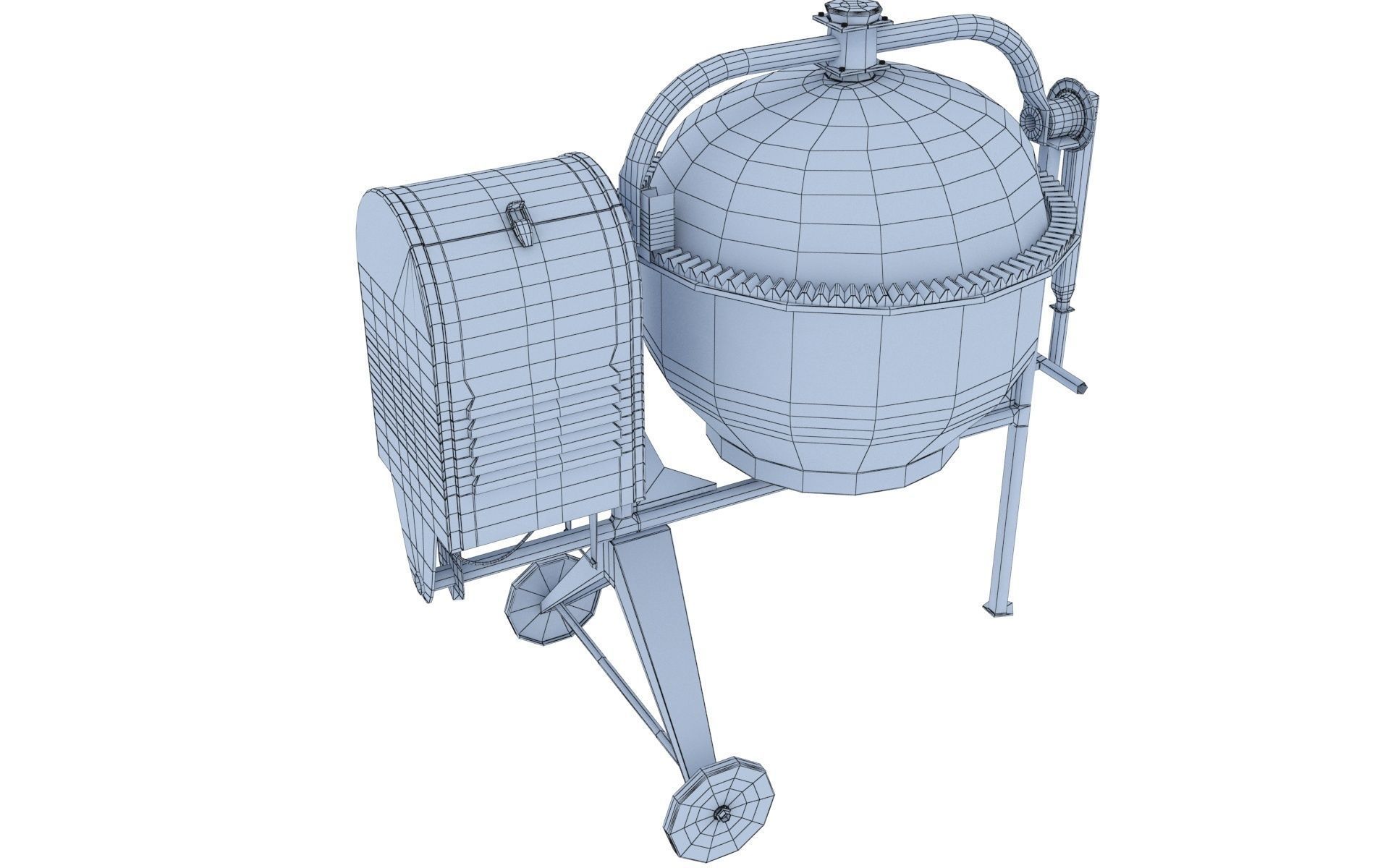 Worn Concrete Mixer low poly Low-poly 3D model_7