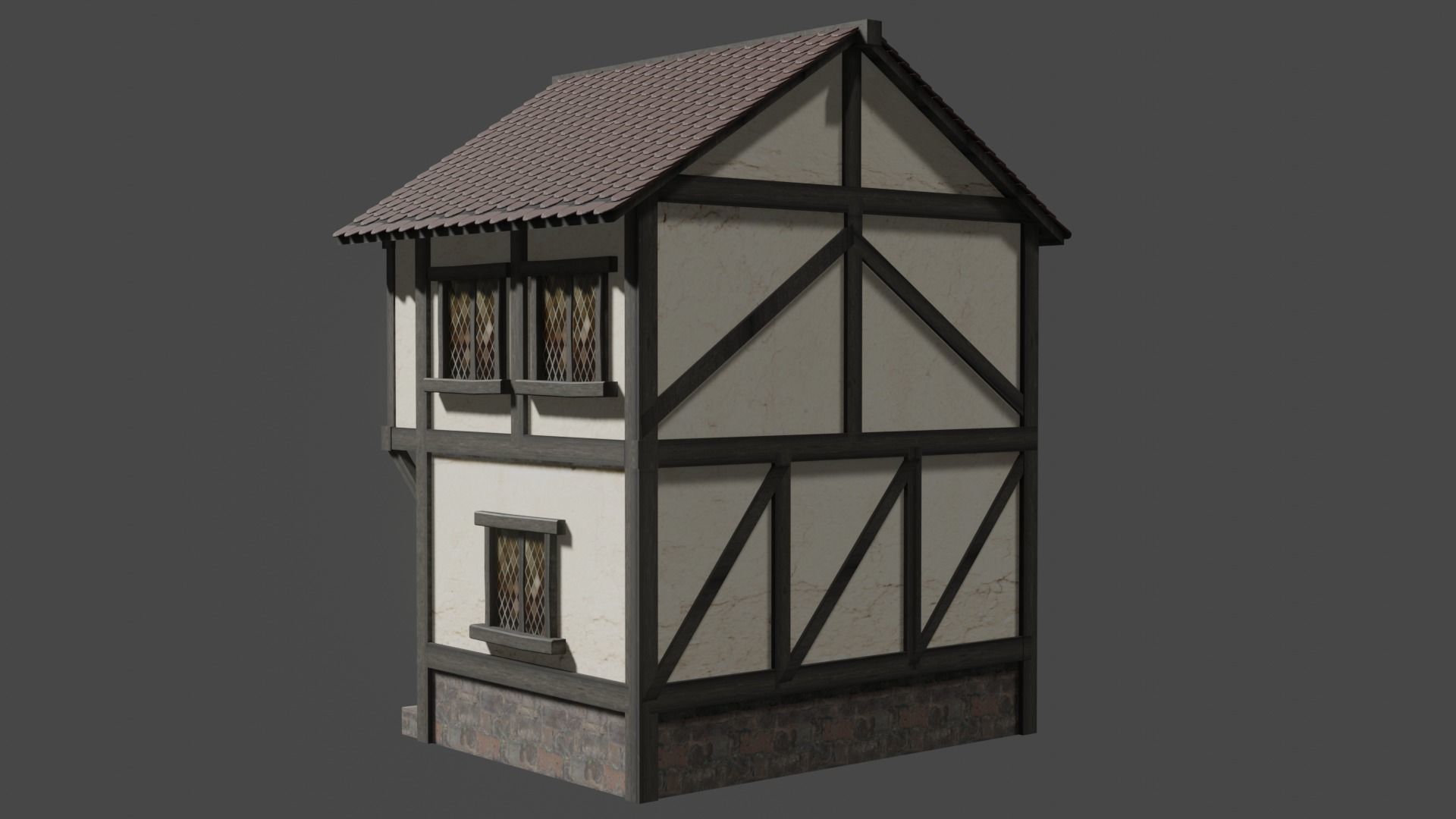 low poly medieval house Low-poly 3D model_7