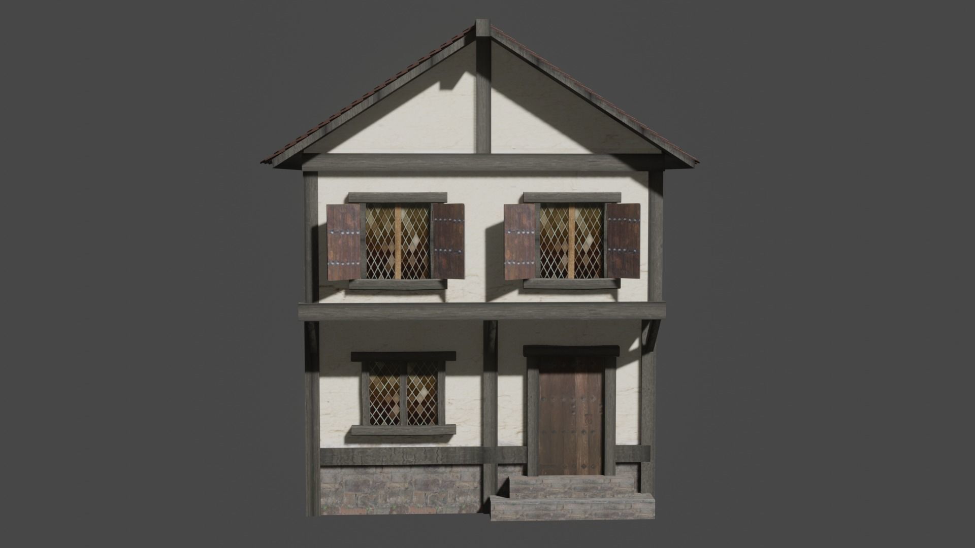 low poly medieval house Low-poly 3D model_1