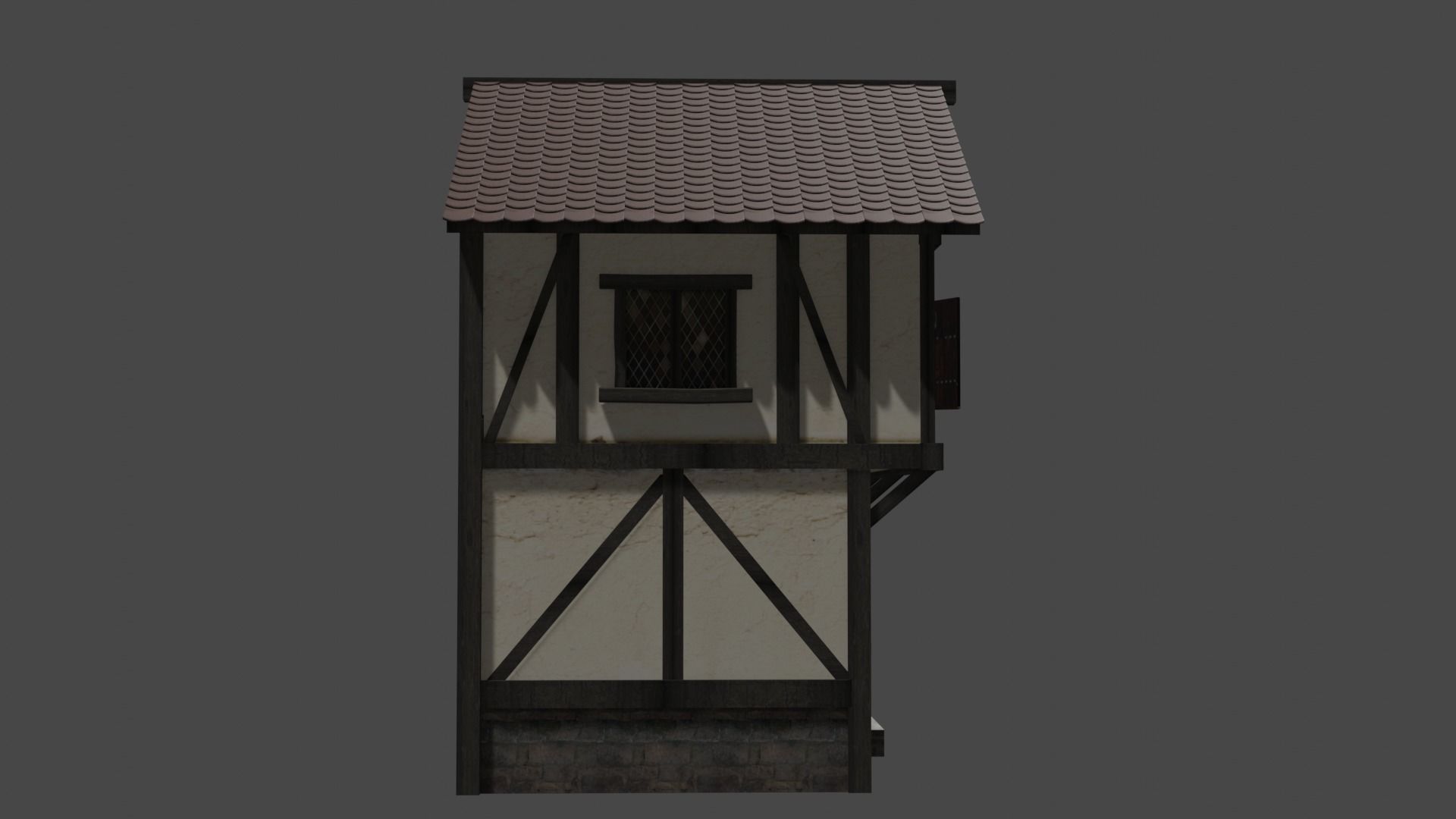 low poly medieval house Low-poly 3D model_4