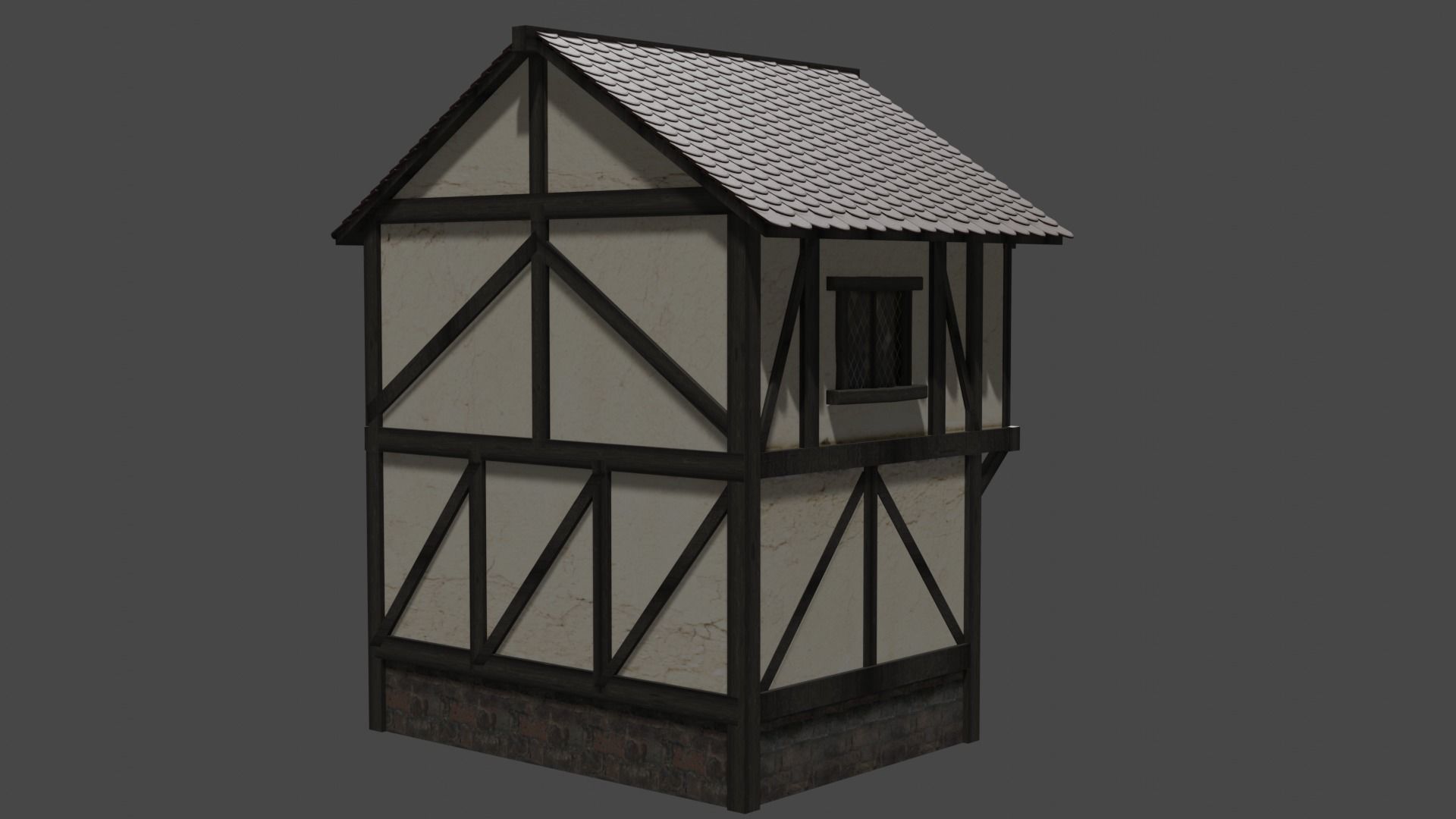 low poly medieval house Low-poly 3D model_5