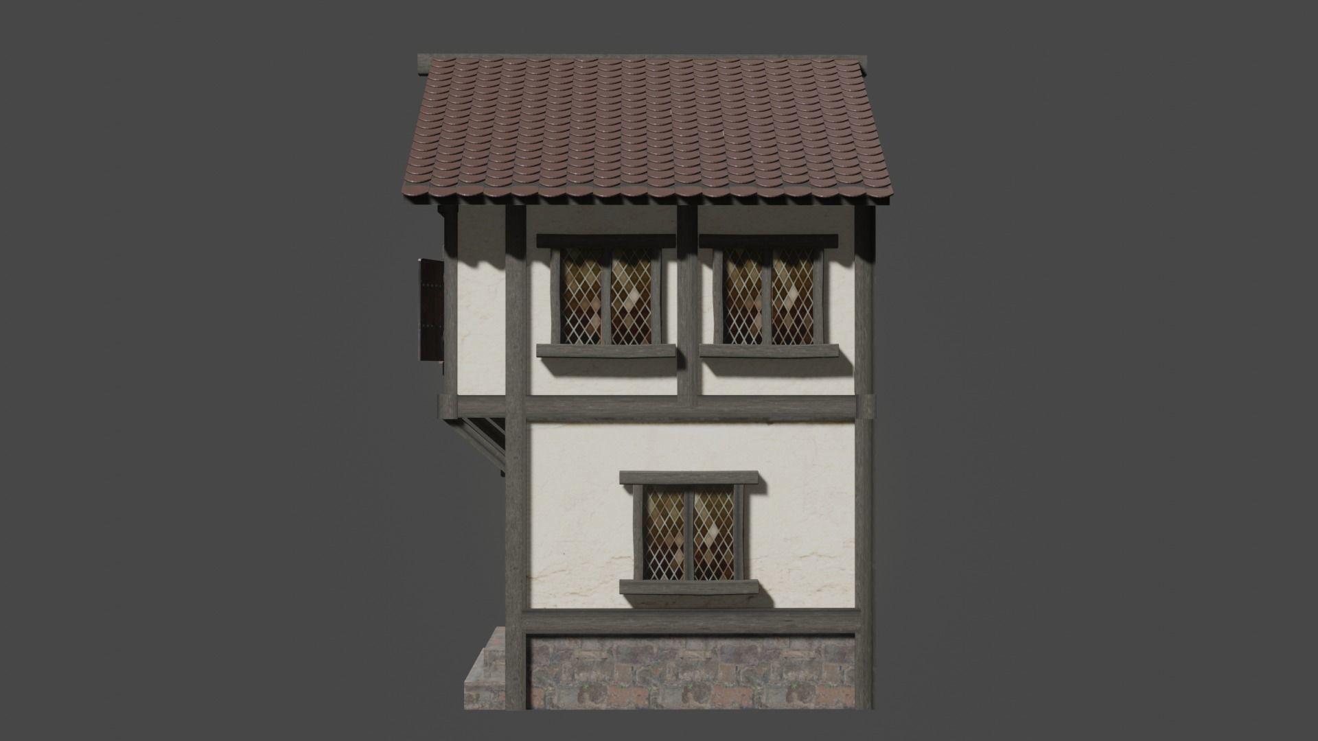 low poly medieval house Low-poly 3D model_3