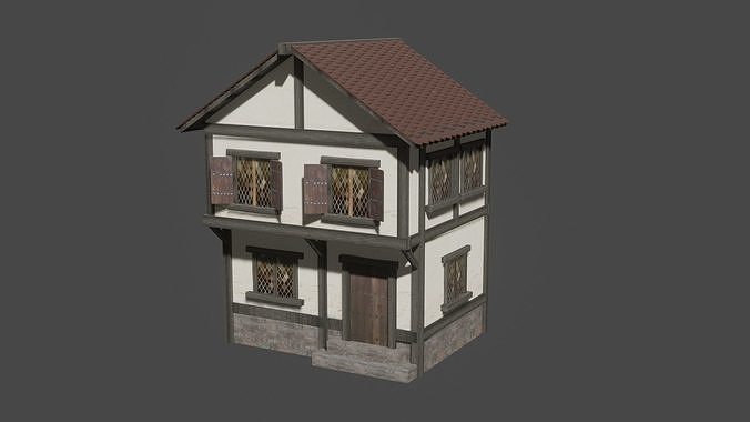 low poly medieval house Low-poly 3D model