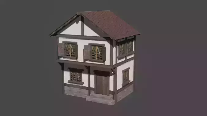 low poly medieval house Low-poly 3D model