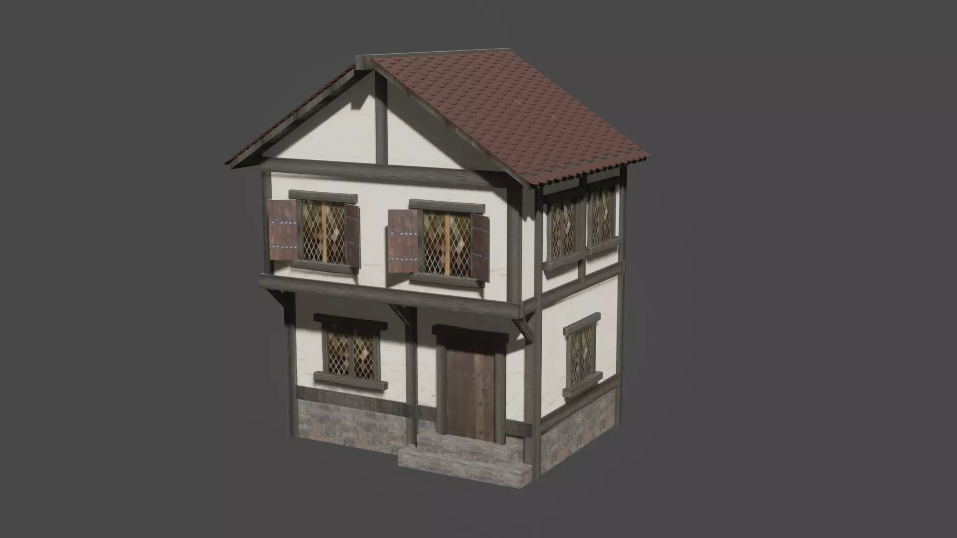low poly medieval house Low-poly 3D model_0