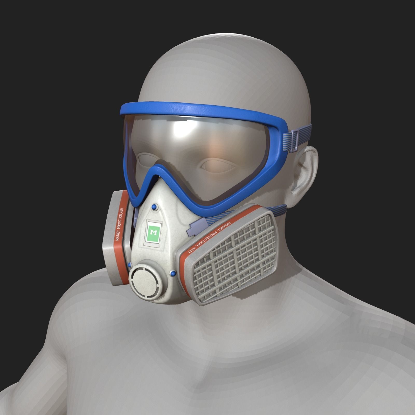 Gas mask helmet 3d safety isolated fantasy  Low-poly 3D model_11