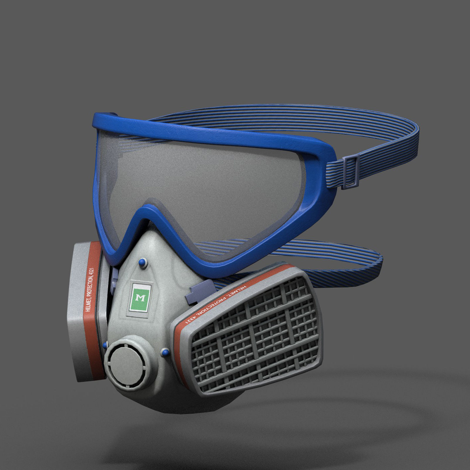 Gas mask helmet 3d safety isolated fantasy  Low-poly 3D model_2