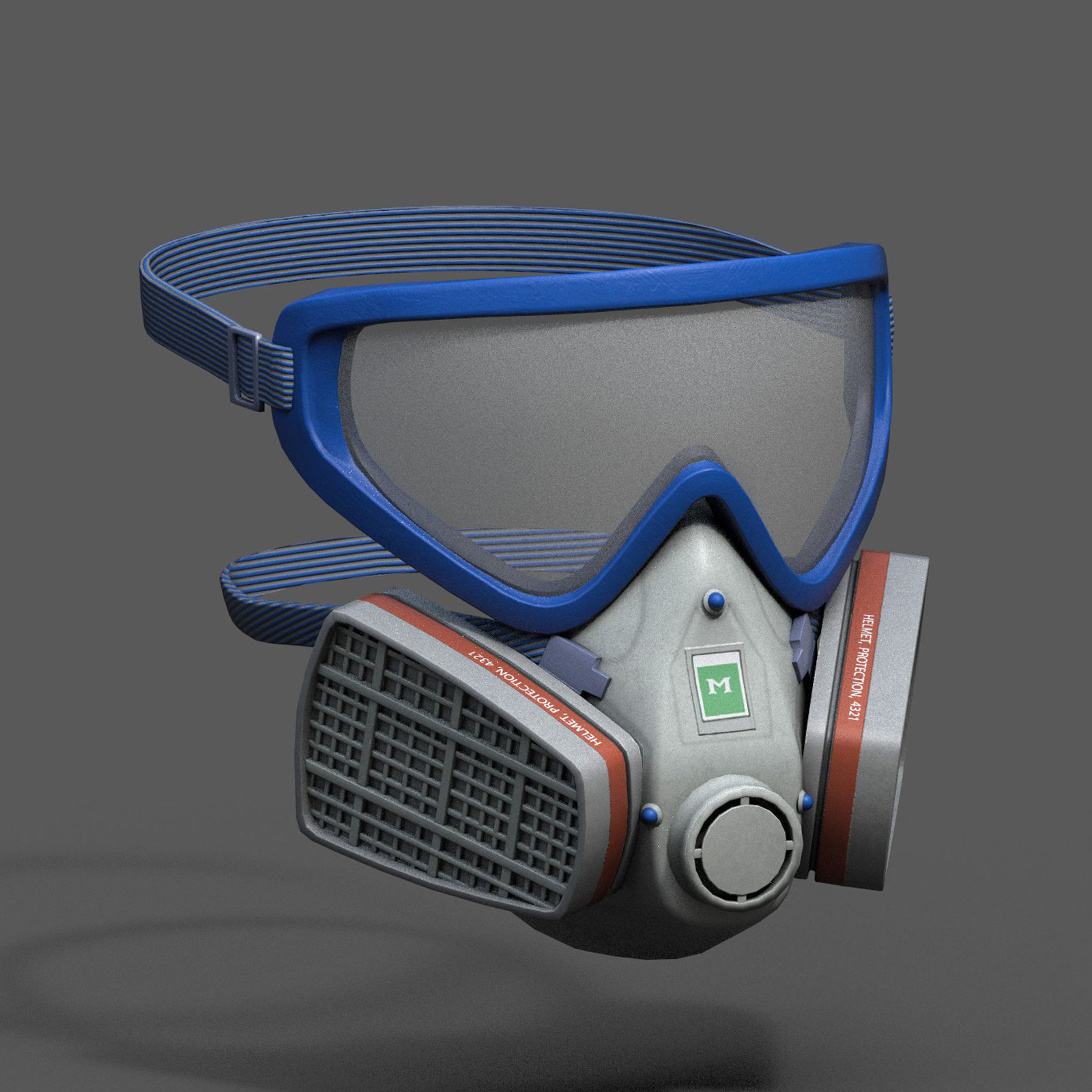 Gas mask helmet 3d safety isolated fantasy  Low-poly 3D model_4
