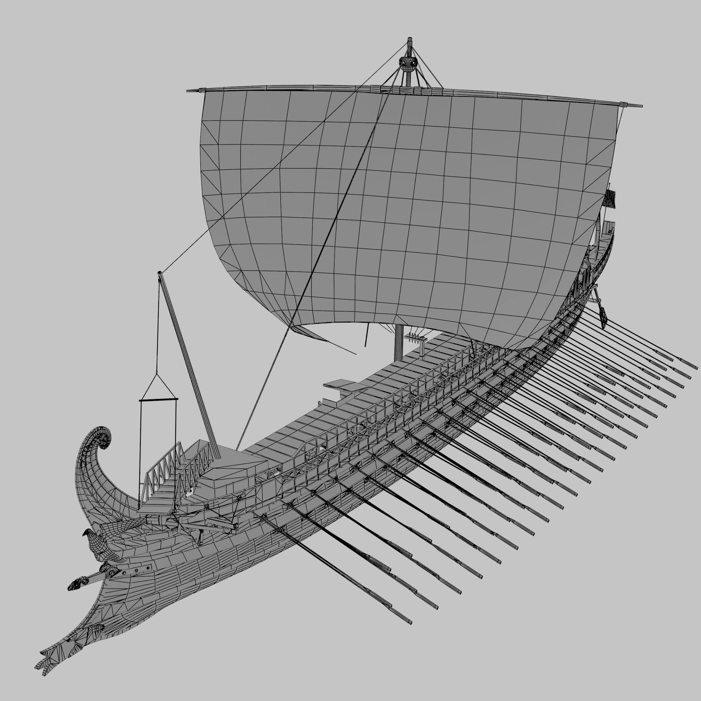 Roman Trireme Battle Ship 3D model_17