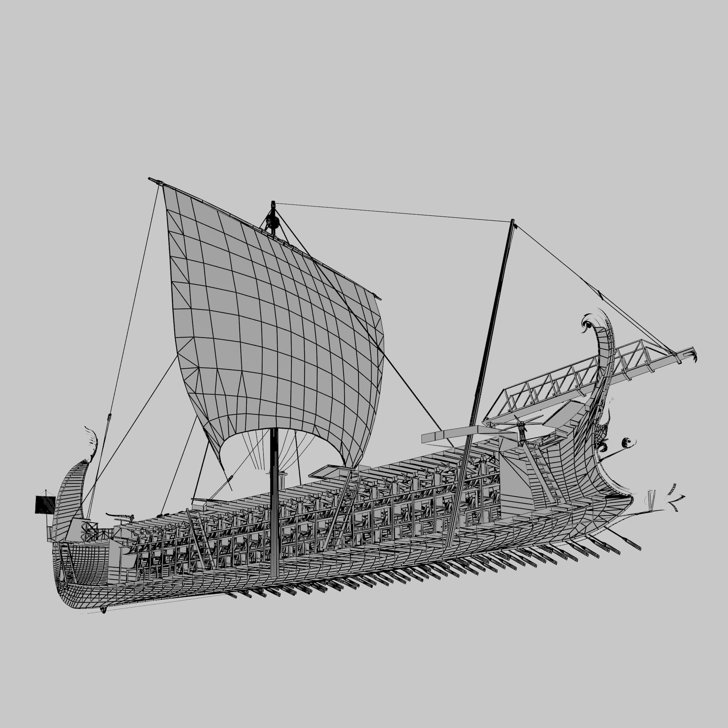Roman Trireme Battle Ship 3D model_18