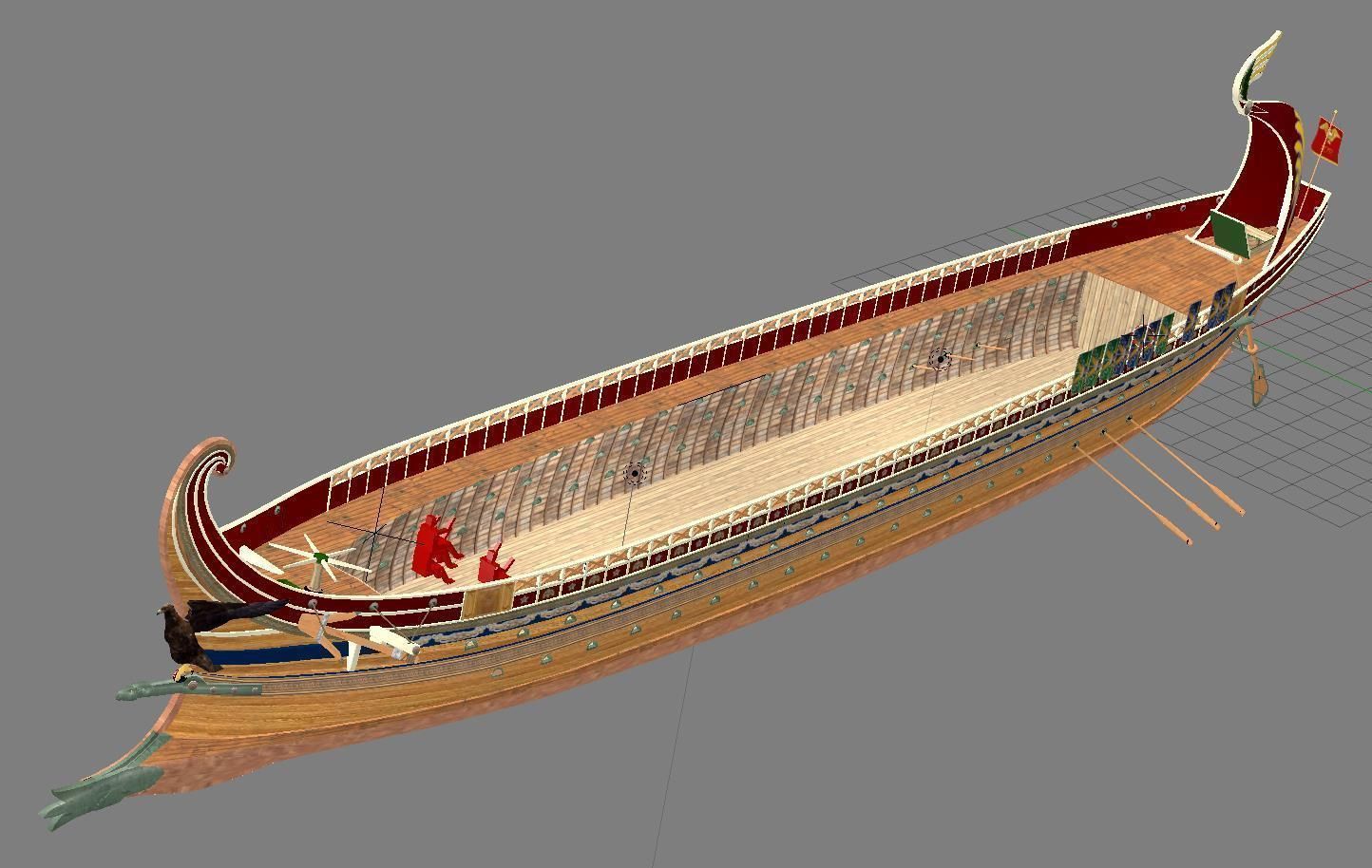 Roman Trireme Battle Ship 3D model_38
