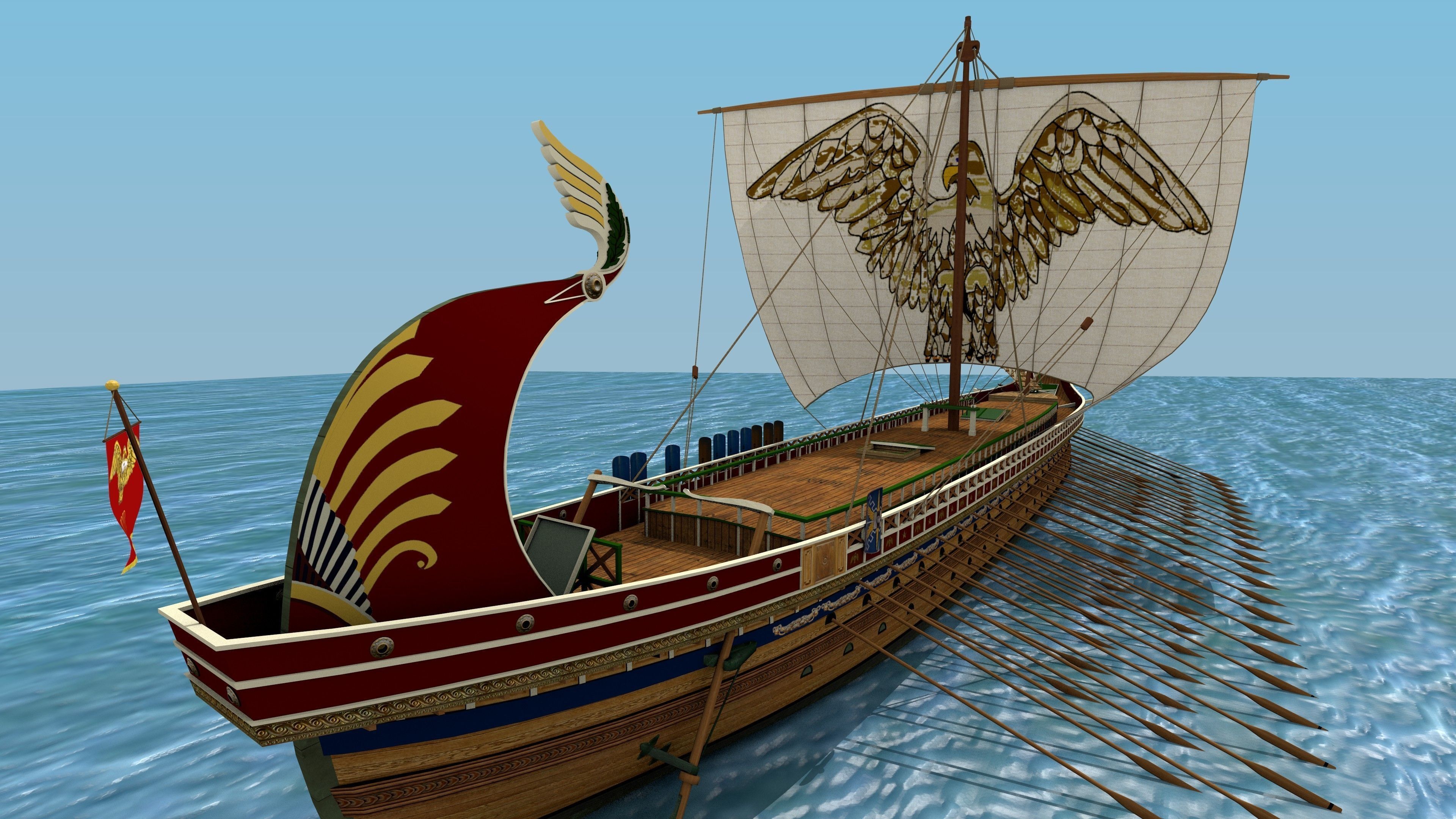 Roman Trireme Battle Ship 3D model_27