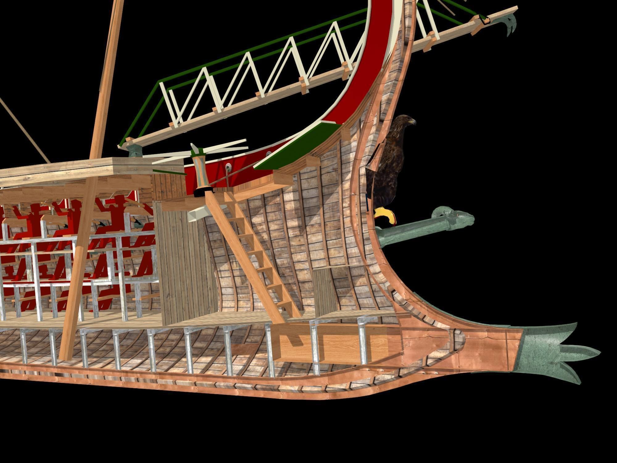 Roman Trireme Battle Ship 3D model_24