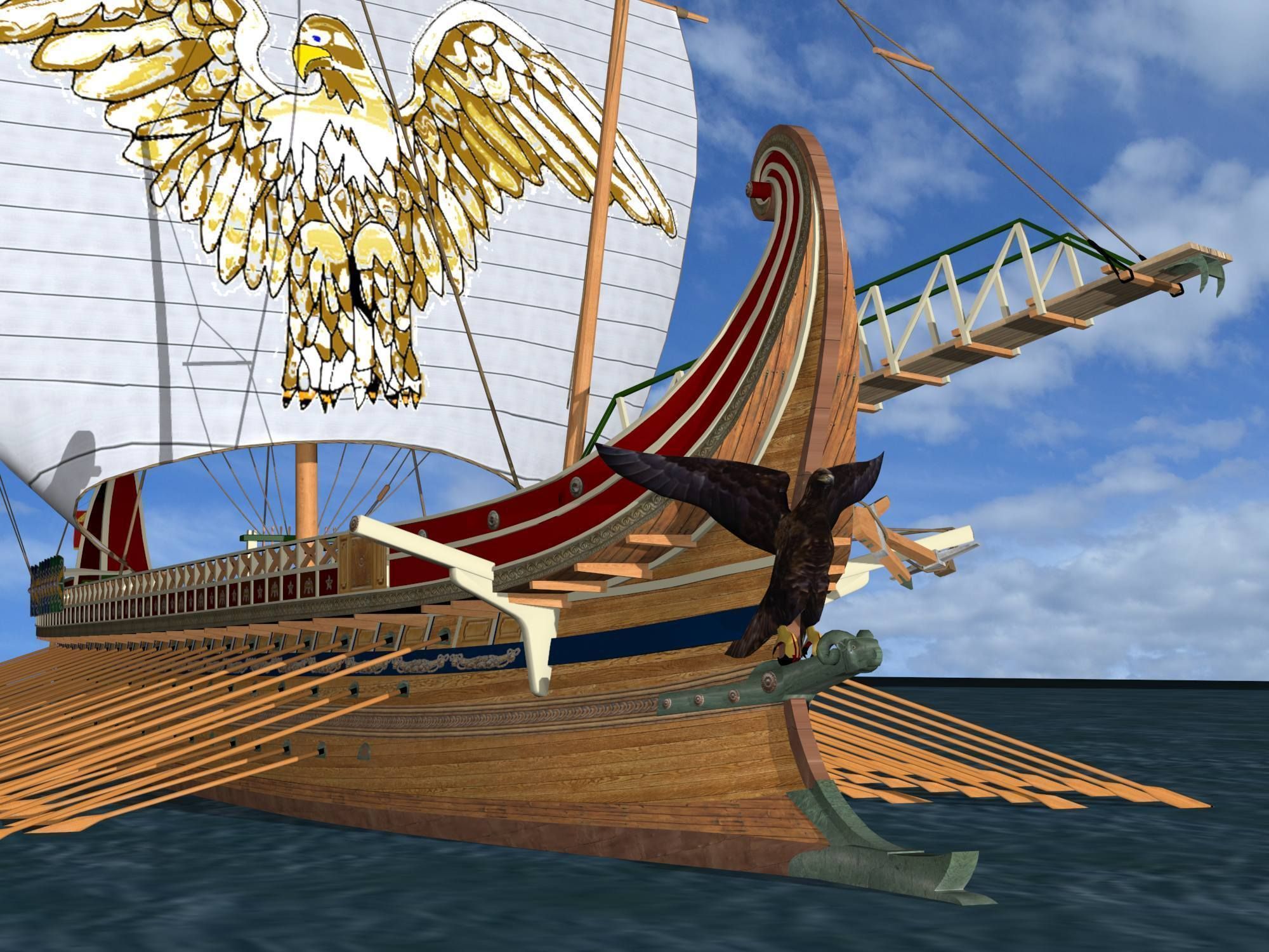 Roman Trireme Battle Ship 3D model_47