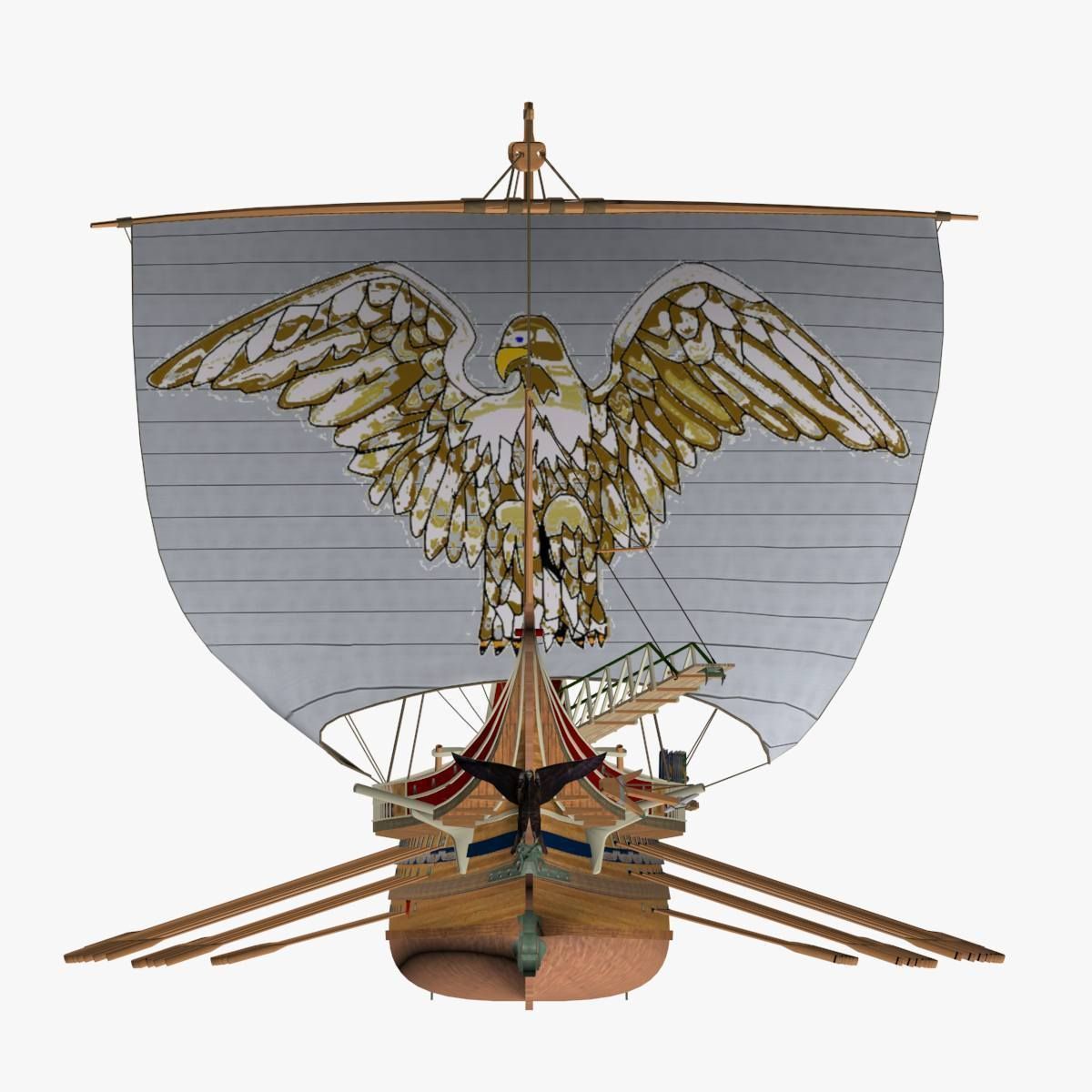 Roman Trireme Battle Ship 3D model_34