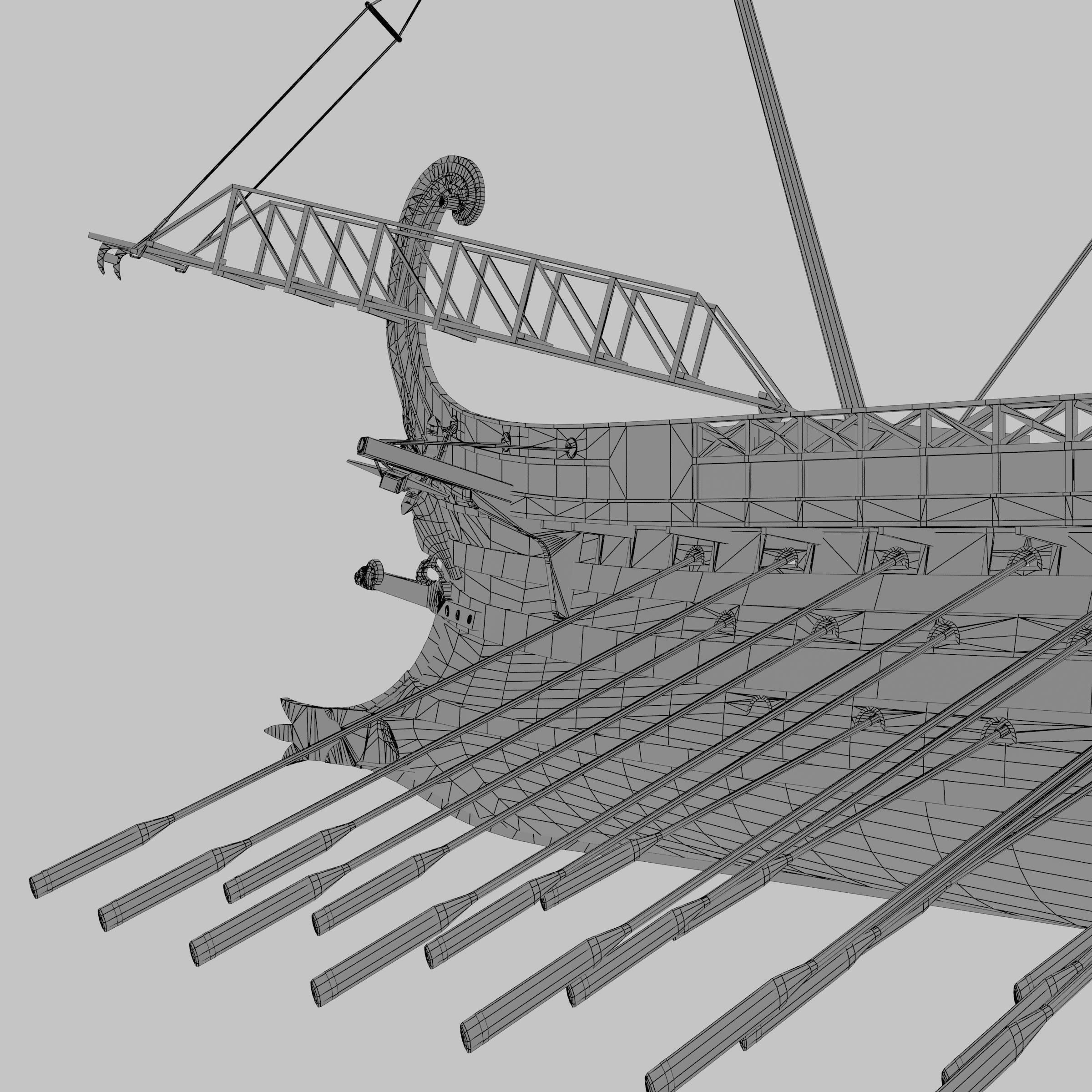 Roman Trireme Battle Ship 3D model_16