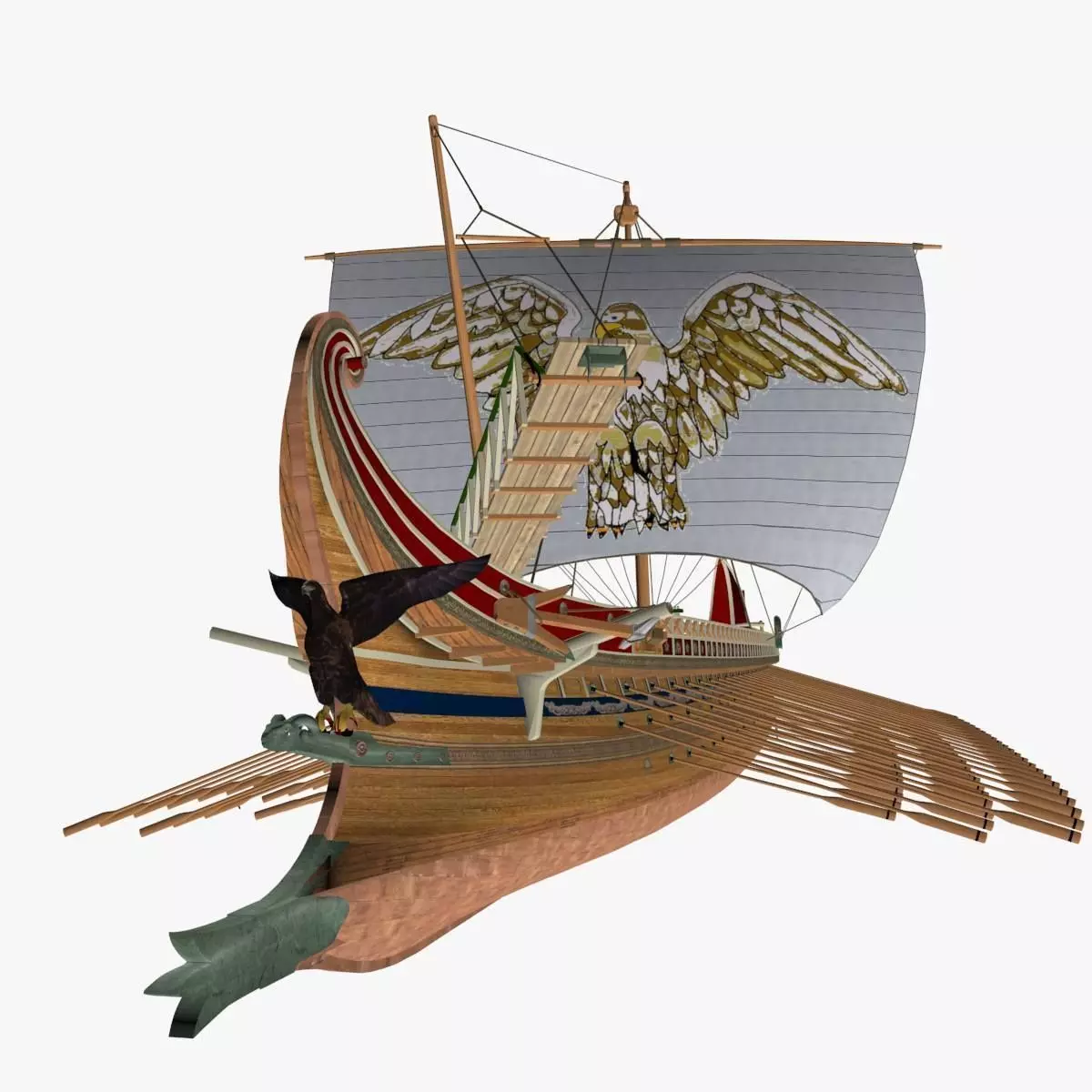 Roman Trireme Battle Ship 3D model_0